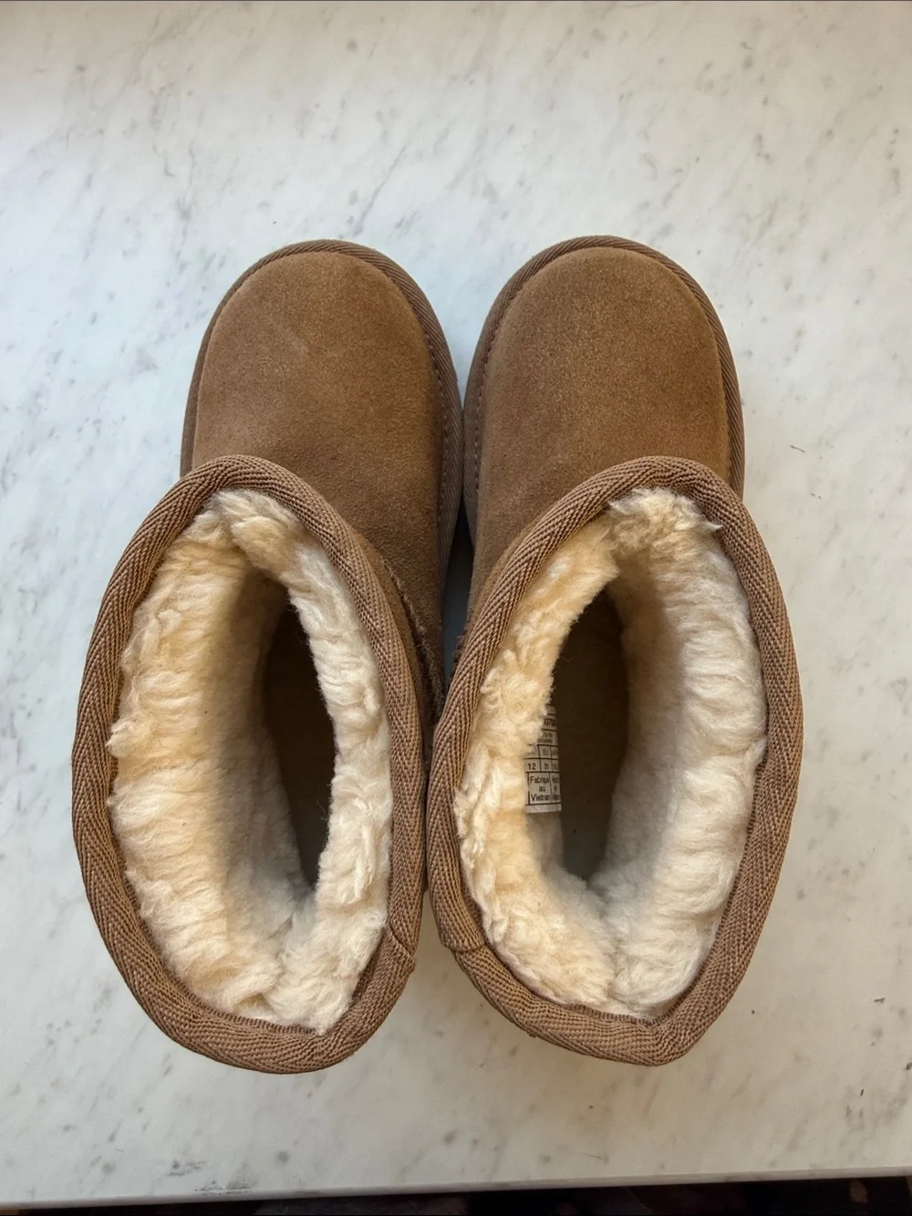 UGG Kids Chestnut Brown Suede Platform Boots - Size 13